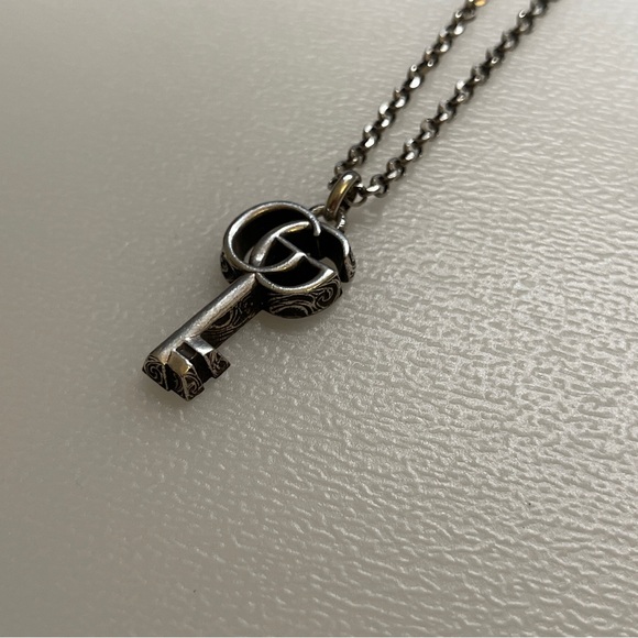 GUCCI Double G Sterling Silver 925 Key Necklace G charm - Picture 3 of 7